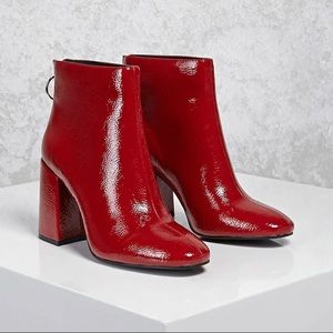 Forever21 Red Block Heel Ankle Boots US size 6